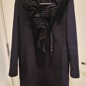 Elegant Black Ruffled Coat